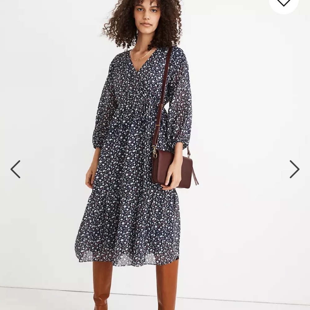 Madewell Tie waist midi dress in harvest vine